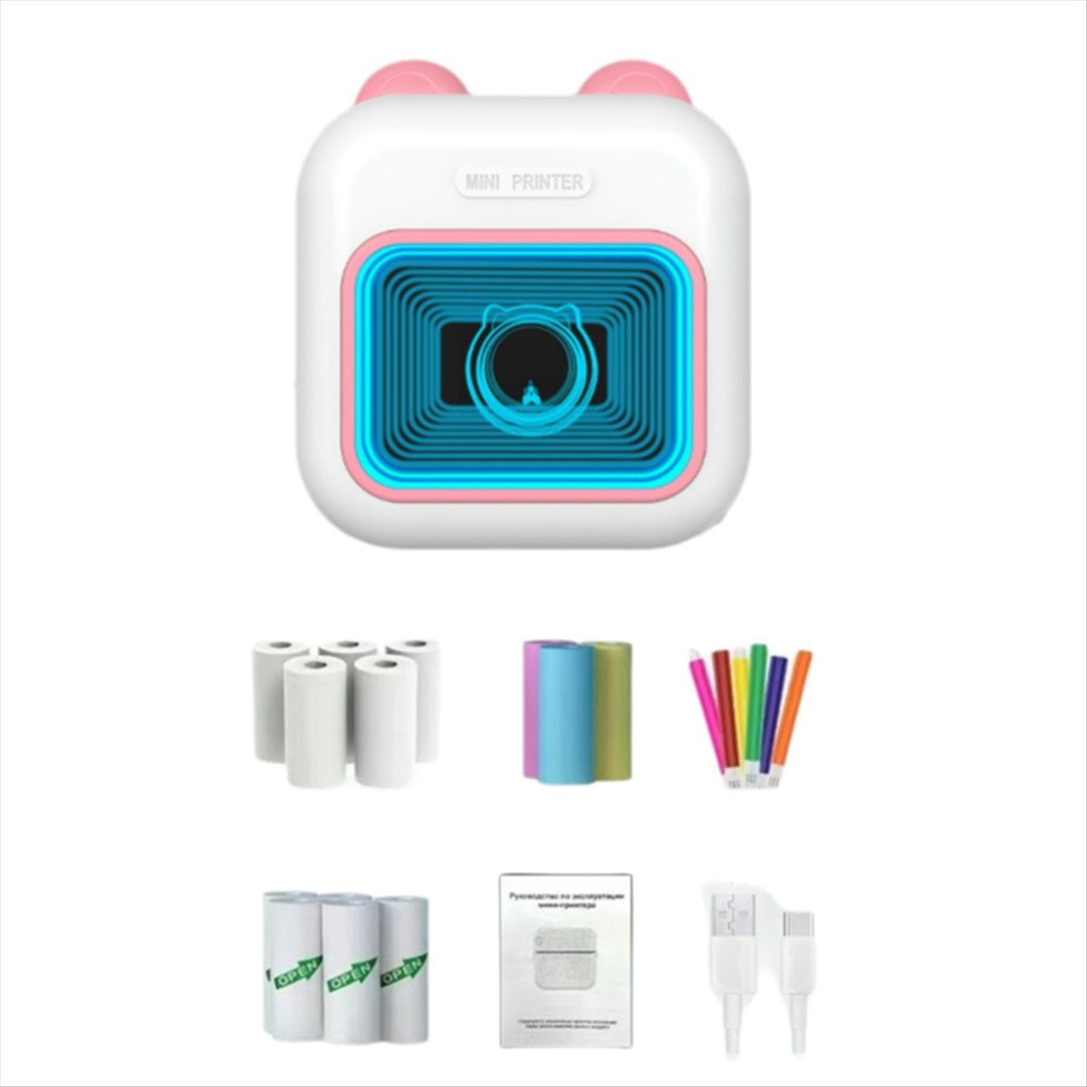 Mini Sticker Printer RGB Light - Mini Pocket Thermal Printer Paper Roll recension och pris