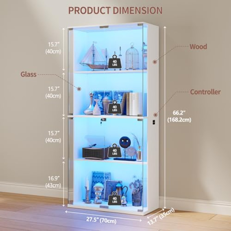 66 Glass Display Cabinet for C - Books recension och pris