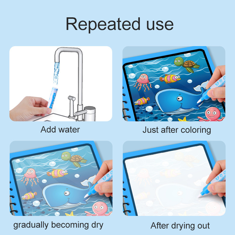 Magic Water Book with Pen Part - Reusable Water Magic Coloring Book recension och pris