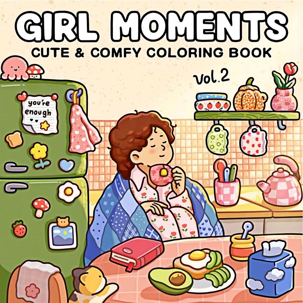 Girl Moments Cute & Comfy Colo - Adult Coloring Book Stress Relief recension och pris