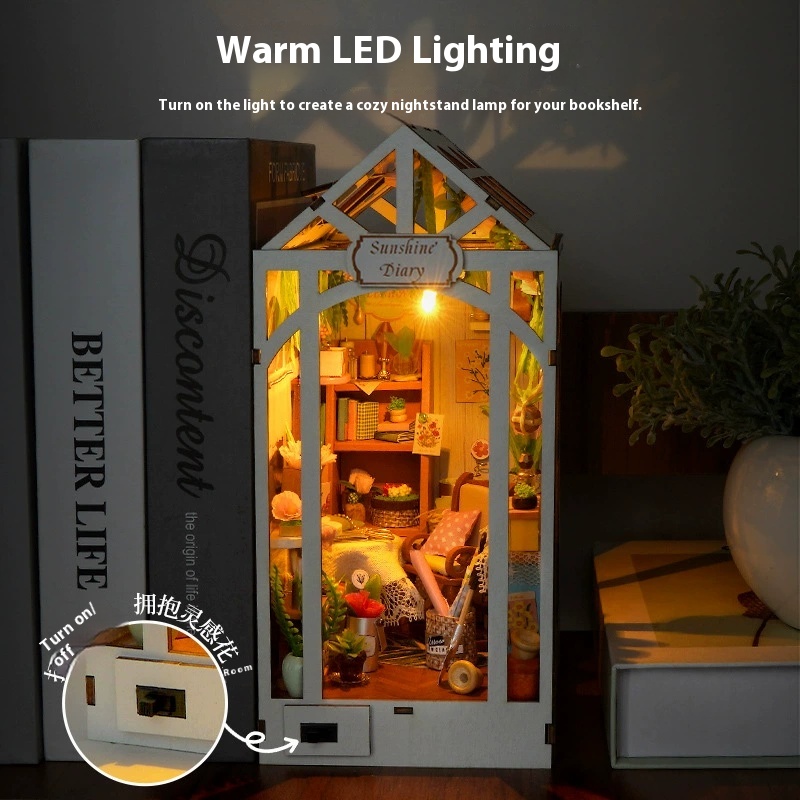 Diy Wooden Sunshine Diary Book - Diy Wooden Book Nook Kit Shelf Insert recension och pris
