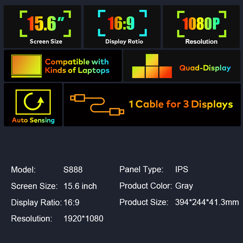 2025 New 15.6 Inch  3 Screen   - Magazines recension och pris