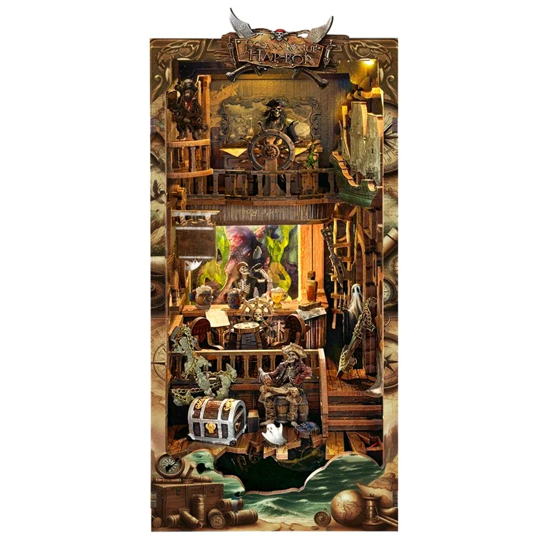Miniature DIY Wooden New World - Diy Wooden Book Nook Kit Shelf Insert recension och pris
