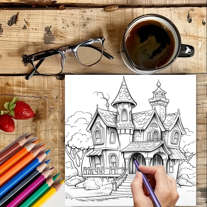 Haunted House Coloring Book fo - Adult Coloring Book Stress Relief recension och pris