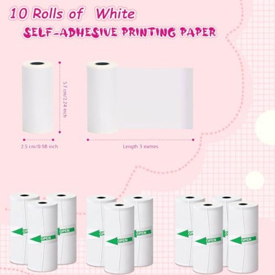 10 Rolls Thermal Sticker Paper - Mini Pocket Thermal Printer Paper Roll recension och pris
