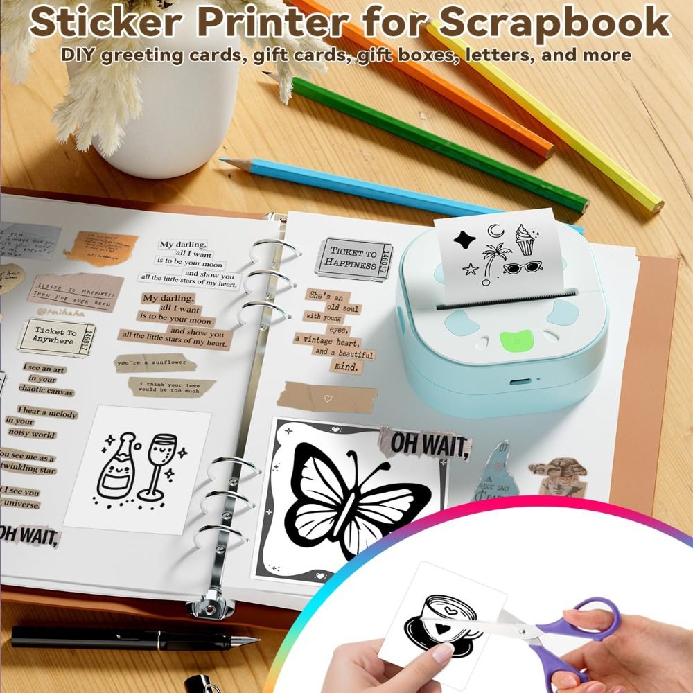 Mini Sticker Printer Inkless P - Mini Pocket Thermal Printer Paper Roll recension och pris